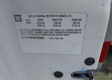 2006 Chevrolet Impala Lt from USA, damaged, VIN 2G1WT58K469163083